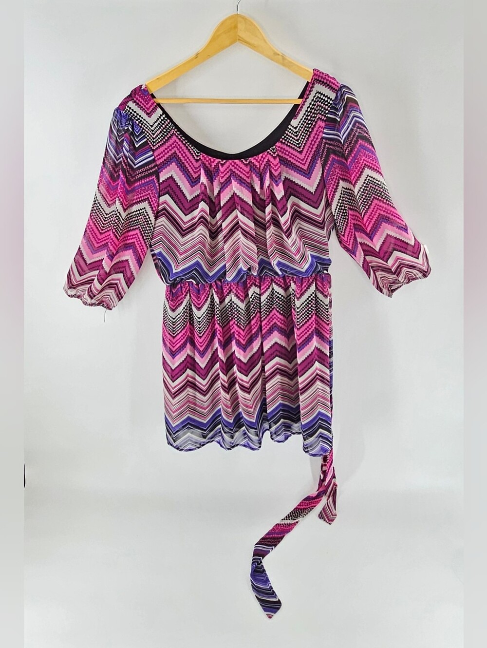 Three Pink Hearts Ladies Chevron Print Dress Size Large